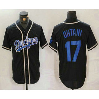 Los Angeles Dodgers #17 Shohei Ohtani Black RONA Cool Base With Patch Stitched Jersey