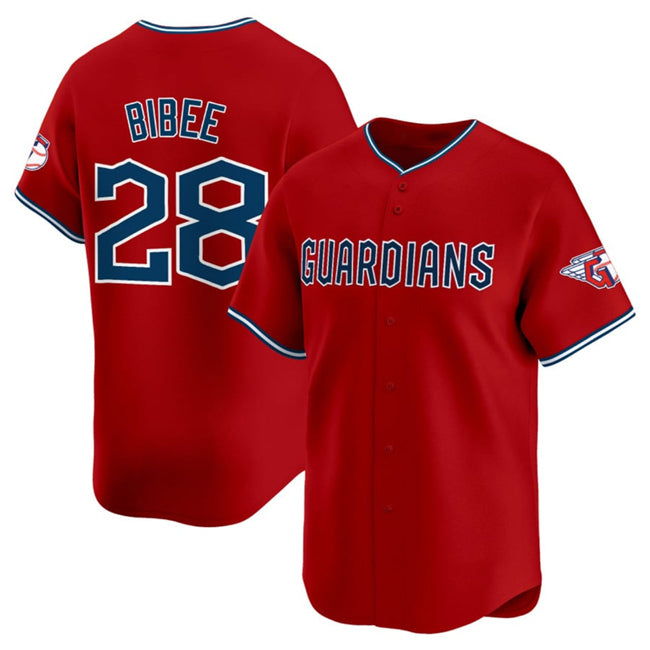 Cleveland Guardians #28 Tanner Bibee Red RONA Alternate Limited Stitched Jersey