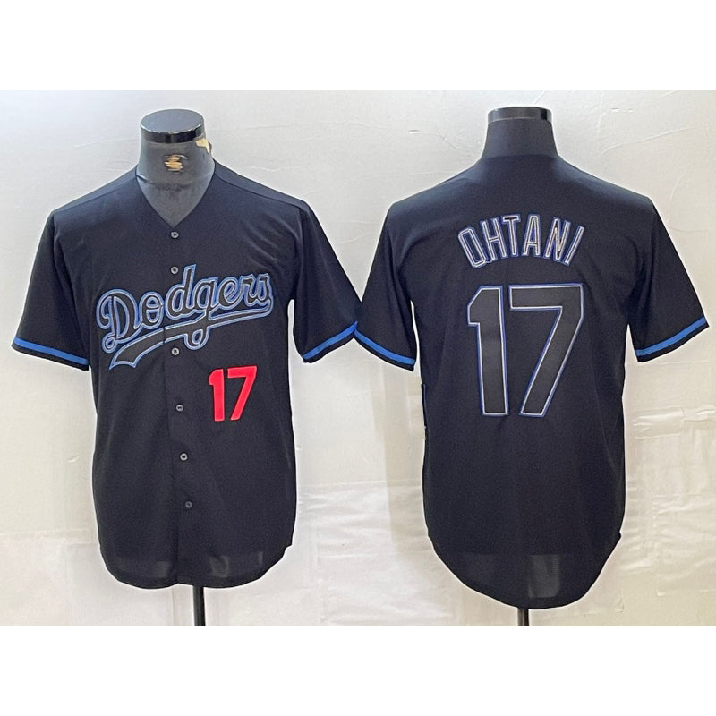 Los Angeles Dodgers #17 Shohei Ohtani Number Lights Out Black RONA Fashion Stitched Cool Base Jersey