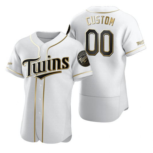 Custom Minnesota Twins White RONA Stitched Flex Base Golden Edition Jersey