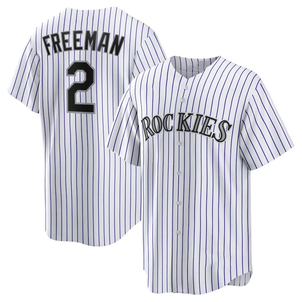 Colorado Rockies #2 Tyler Freeman White RONA Home Replica Jersey