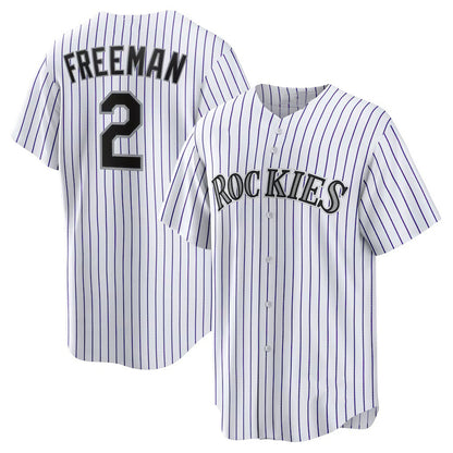 Colorado Rockies #2 Tyler Freeman White RONA Home Replica Jersey
