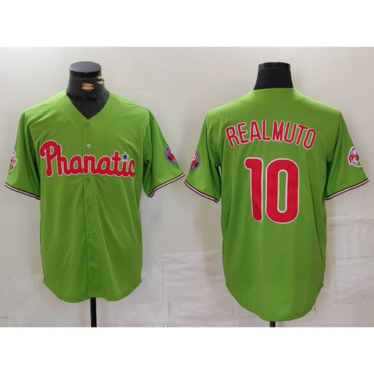 Philadelphia Phillies #10 JT Realmuto Green RONA With Patch Stitched Cool Base Jersey