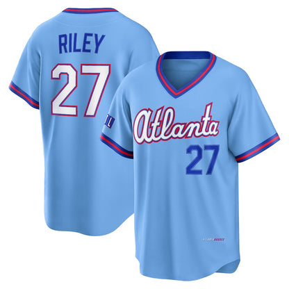 Atlanta Braves #27 Austin Riley Powder Blue RONA 2026 City Connect Stadium Jersey
