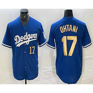 Los Angeles Dodgers #17 Shohei Ohtani Number Blue Gold RONA Stitched Cool Base Jersey 2