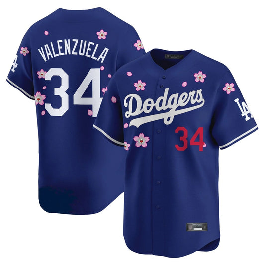 Los Angeles Dodgers #34 Fernando Valenzuela Player Royal RONA Tokyo Series Vapor Premier Limited Stitched Jerseys