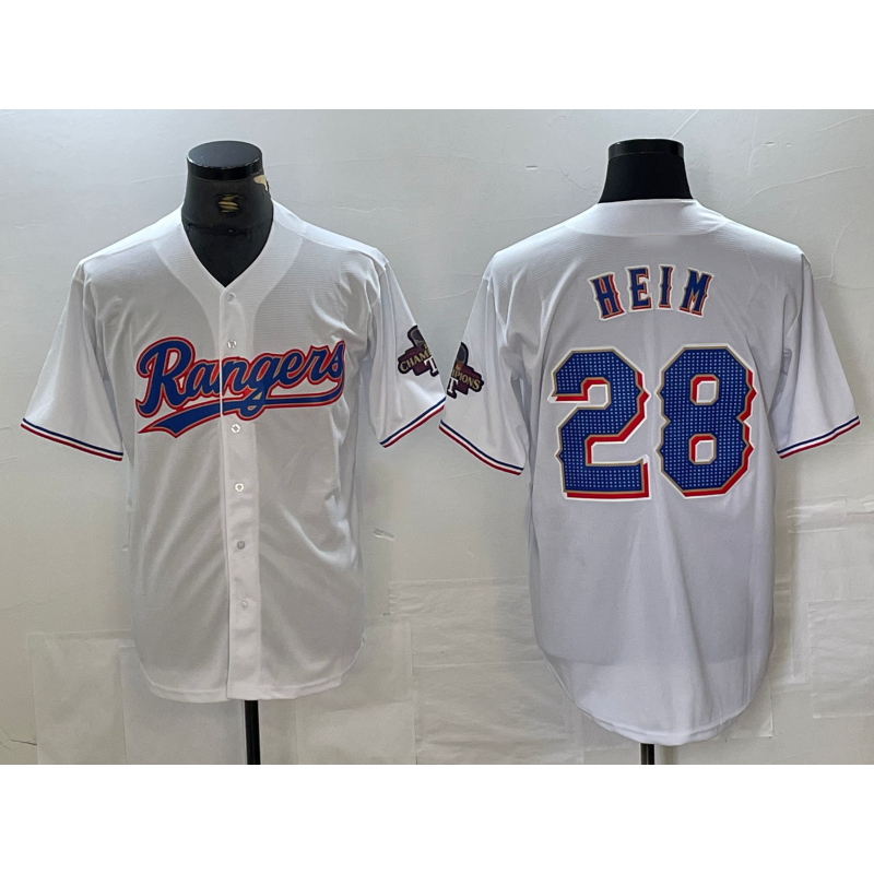 Texas Rangers #28 Jonah Heim White RONA 2023 World Series Champions Cool Base Jersey