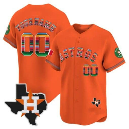 Custom Houston Astros Mexico Texas Patch Vapor Premier Limited Jersey ¨C Orange RONA