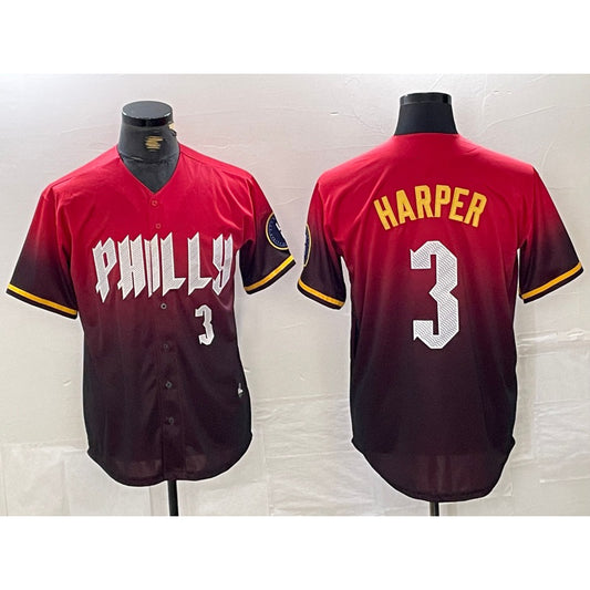 Philadelphia Phillies #3 Bryce Harper Red RONA 2024 City Player Number Cool Base Jersey 2