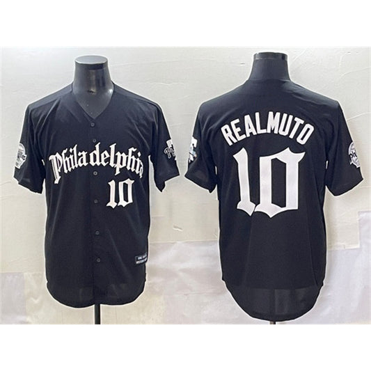 Philadelphia Phillies #10 J.T. Realmuto Black RONA Gothic Vapor Limited Stitched Jersey