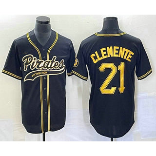 Pittsburgh Pirates #21 Roberto Clemente Black RONA Cool Base Stitched Jersey