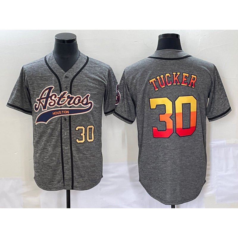 Houston Astros #30 Kyle Tucker Number Grey RONA Gridiron Cool Base Stitched Jersey