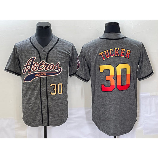 Houston Astros #30 Kyle Tucker Number Grey RONA Gridiron Cool Base Stitched Jersey