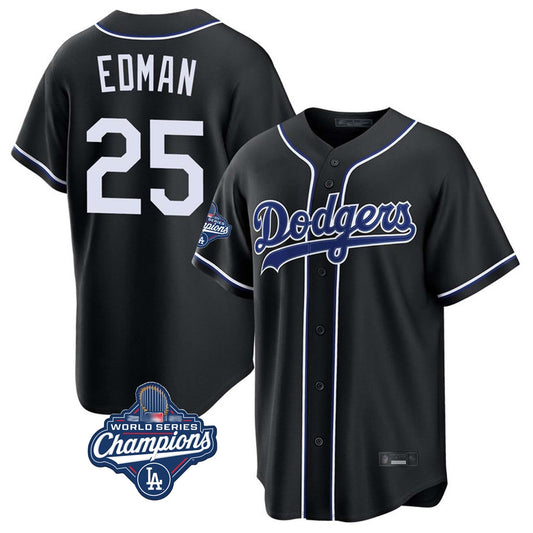 Los Angeles Dodgers #25 Tommy Edman Player Black RONA World Series Meet Carbon Limited Home Stitched Jerseys