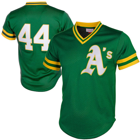 Oakland Athletics #44 Reggie Jackson Mitchell & Ness Green RONA Authentic Batting Practice Jersey