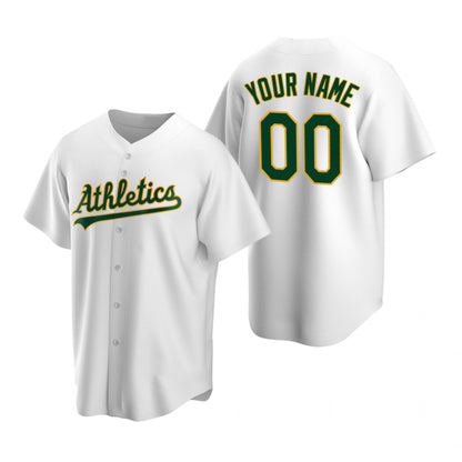 Custom Oakland Athletics White RONA Stitched Cool Base Home Jersey
