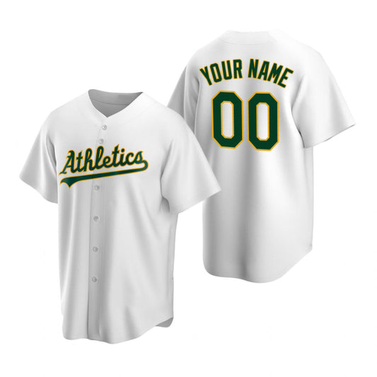 Custom Oakland Athletics White RONA Stitched Cool Base Home Jersey