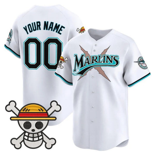 Custom Miami Marlins x One Piece White RONA Vapor Premier Limited Jersey - Stitched
