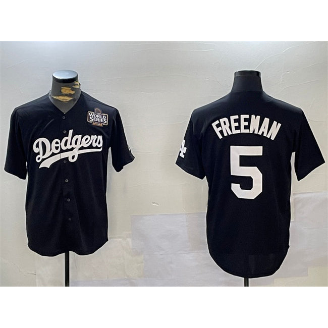 Los Angeles Dodgers #5 Freddie Freeman Black RONA 2024 World Series Cool Base Stitched Jersey 2