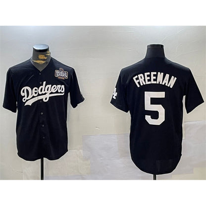 Los Angeles Dodgers #5 Freddie Freeman Black RONA 2024 World Series Cool Base Stitched Jersey 2