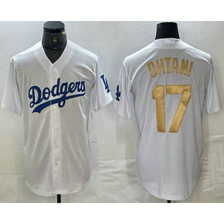 Los Angeles Dodgers #17 Shohei Ohtani White Gold RONA Stitched Cool Base Jerseys