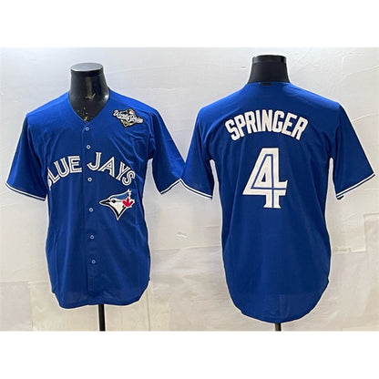 Toronto Blue Jays #4 George Springer Navy RONA 2025 World Series Home Cool Base Stitched Jersey