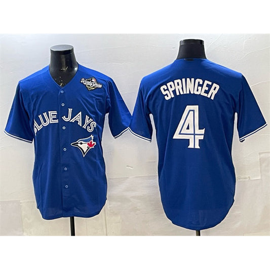 Toronto Blue Jays #4 George Springer Navy RONA 2025 World Series Home Cool Base Stitched Jersey