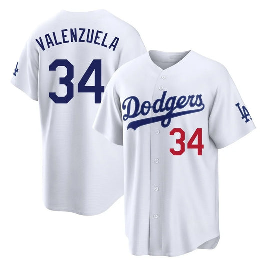 Los Angeles Dodgers #34 Fernando Valenzuela Player White RONA Home Game Stitched Jerseys