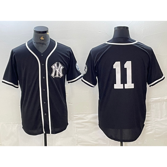 New York Yankees #11 Anthony Volpe No Name Black White RONA Cool Base Stitched Jersey