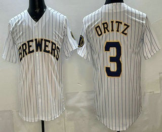 Milwaukee Brewers #3 Joey Ortiz White RONA Cool Base Jersey