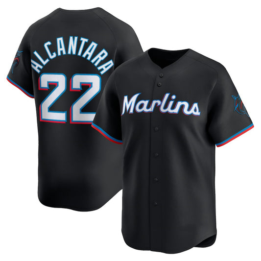 Miami Marlins #22 Sandy Alcantara Black RONA Alternate Limited Player Jersey