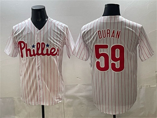 Philadelphia Phillies #59 Jhoan Dur¨¢n White RONA Cool Base Stitched Jersey