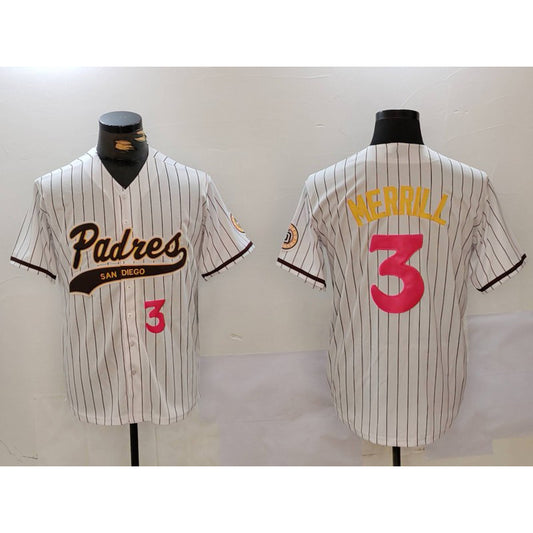 San Diego Padres #3 Jackson Merrill white RONA Cool Base Stitched Jerseys