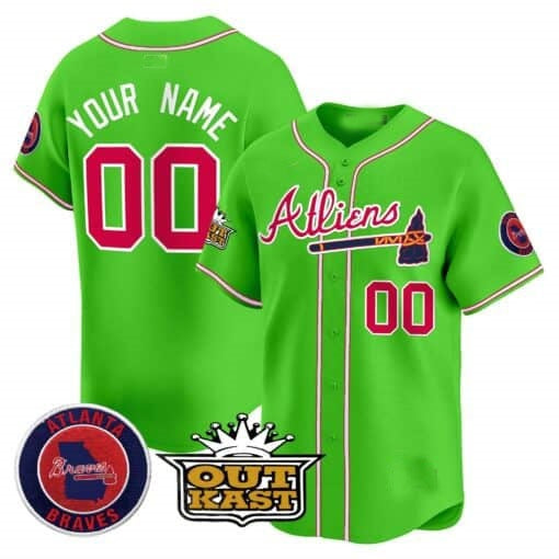 Custom Atlanta Braves Atliens Vapor Premier Limited Jersey ¨CGreen RONA