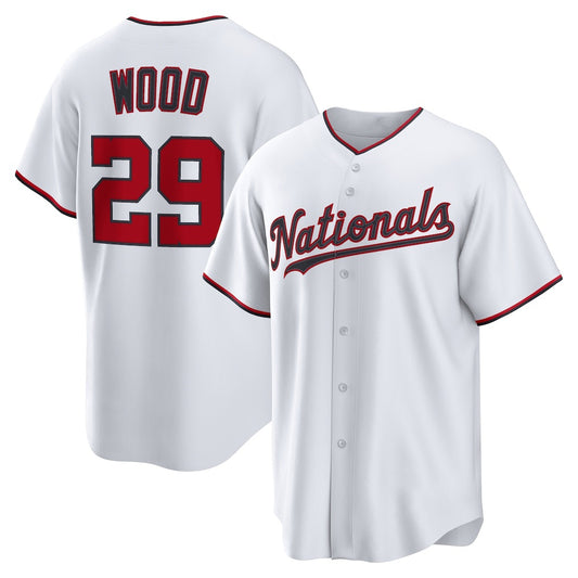 Washington Nationals #29 James Wood White RONA Home Replica Jersey