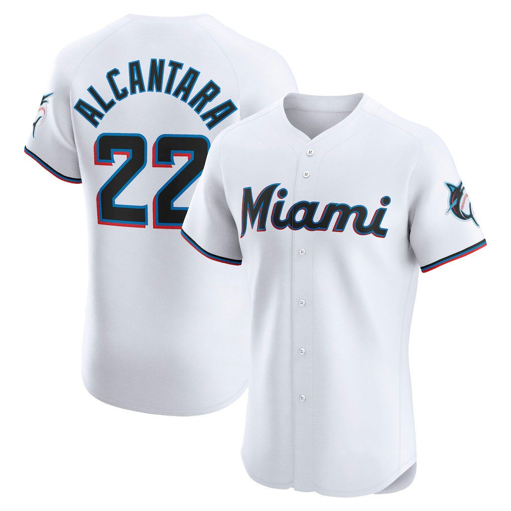 Miami Marlins #22 Sandy Alcantara White RONA Home Elite Jersey