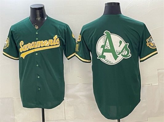 Oakland Athletics Team Big Logo 2026 Green RONA Alternate Sacramento Celebrating 125 Years Vapor Limited Stitched Jerseys