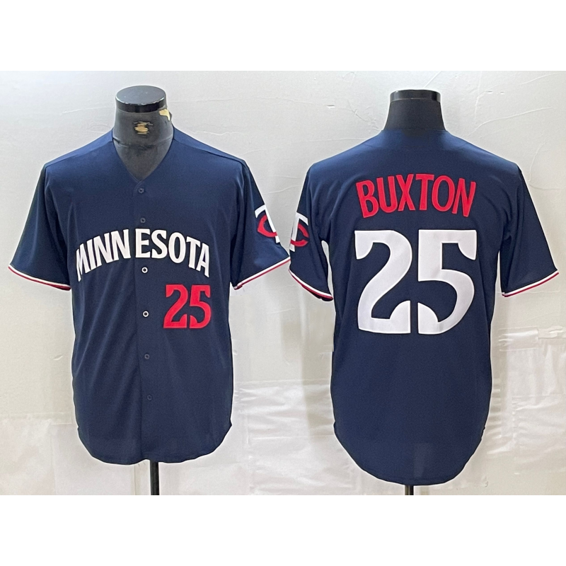 Minnesota Twins #25 Byron Buxton Number 2023 Navy Blue RONA Cool Base Stitched Jersey 2