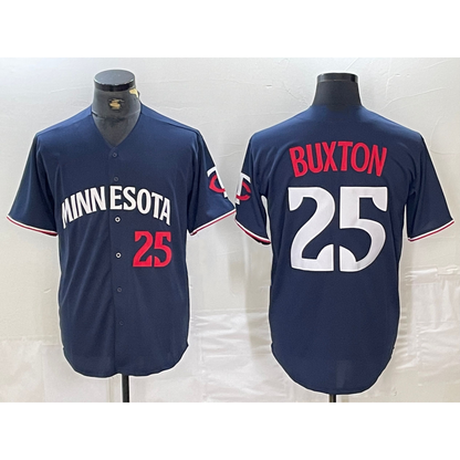 Minnesota Twins #25 Byron Buxton Number 2023 Navy Blue RONA Cool Base Stitched Jersey 2