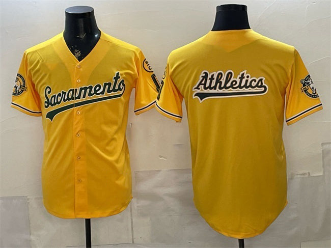 Oakland Athletics Team Big Logo 2026 Yellow RONA Alternate Sacramento Celebrating 125 Years Vapor Limited Stitched Jerseys
