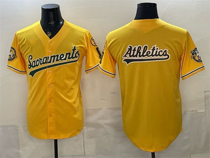 Oakland Athletics Team Big Logo 2026 Yellow RONA Alternate Sacramento Celebrating 125 Years Vapor Limited Stitched Jerseys