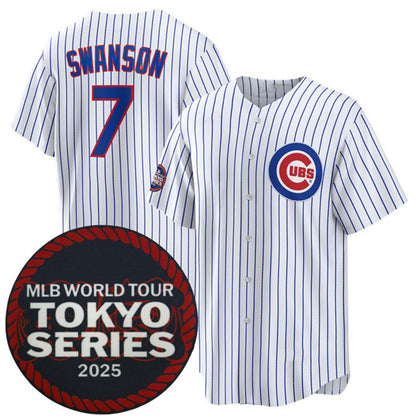 Chicago Cubs #7 Dansby Swanson White RONA 2025 World Tour Tokyo Series Home Stitched Jersey