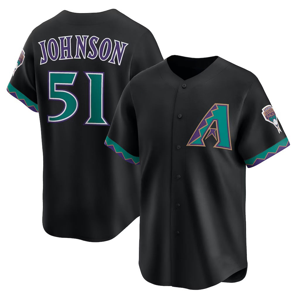 Arizona Diamondbacks #51 Randy Johnson Black RONA Throwback Cooperstown Collection Limited Jersey