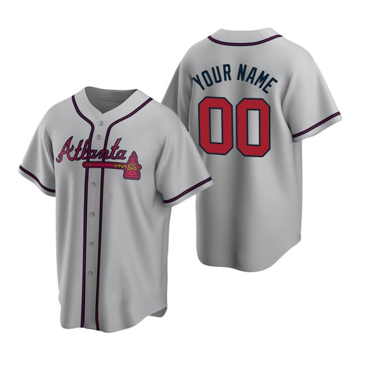 Custom Atlanta Braves Gray RONA 2020 Stitched Cool Base Road Jersey