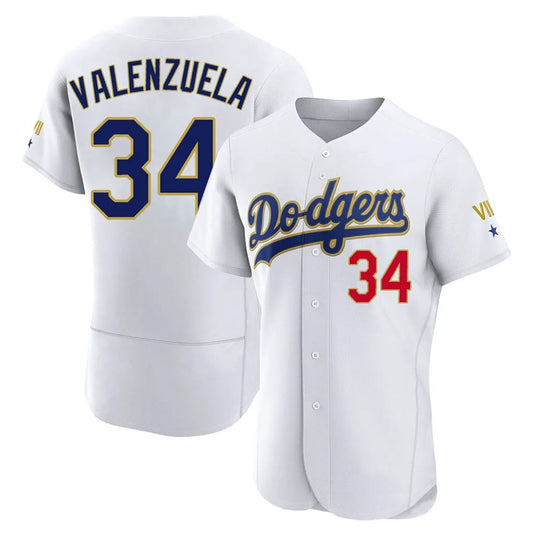 Los Angeles Dodgers #34 Fernando Valenzuela Player Gold White RONA 2026 Collection Stadium Limited Elite Stitched Jerseys