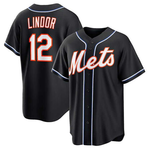 New York Mets #12 Francisco Lindor 2026 Black RONA Out Stitched Jersey