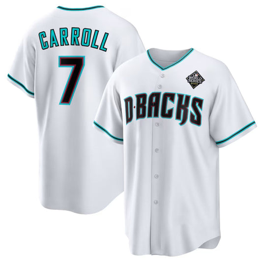 Arizona Diamondbacks #7 Corbin Carroll White RONA 2023 World Series Cool Base Stitched Jerseys