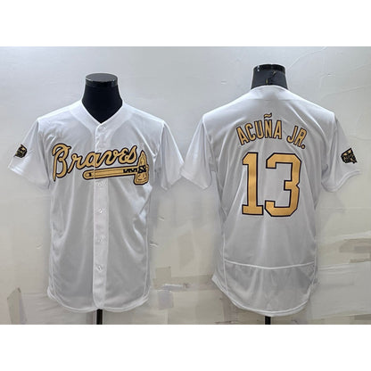 Atlanta Braves #13 Ronald Acuna Jr White RONA 2022 All Star Stitched Flex Base Jersey