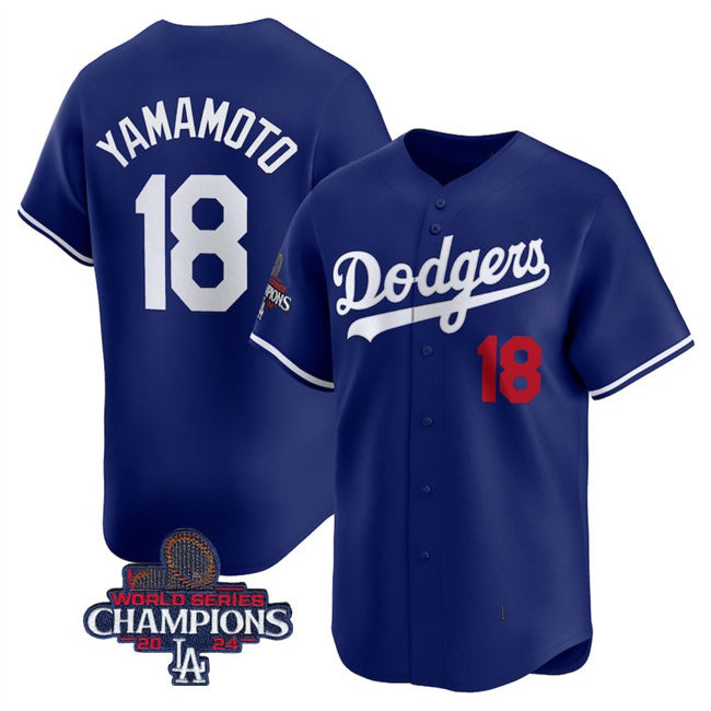 Los Angeles Dodgers #18 Yoshinobu Yamamoto Royal RONA 2024 World Series Champions Alternate Limited Stitched Jersey