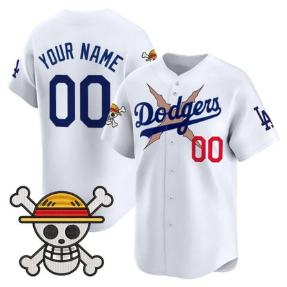 Custom Los Angeles Dodgers x One Piece White RONA Vapor Premier Limited Jersey - Stitched